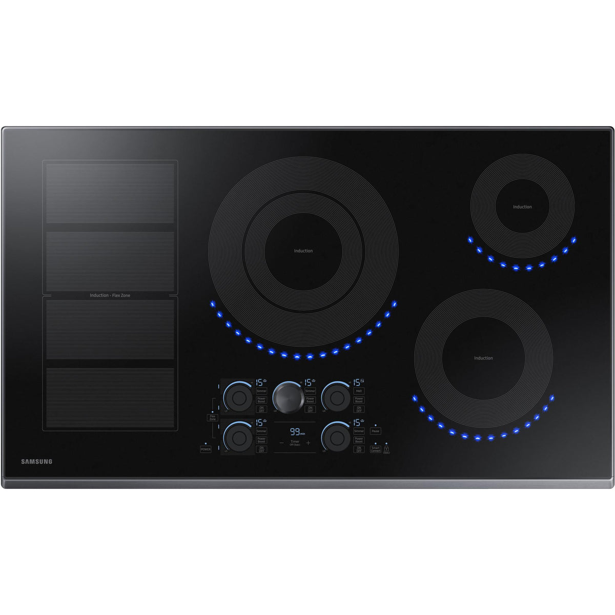 Samsung 36-inch Built-in Induction Cooktop with Virtual Flame Technology™ NZ36K7880UG/AA IMAGE 1