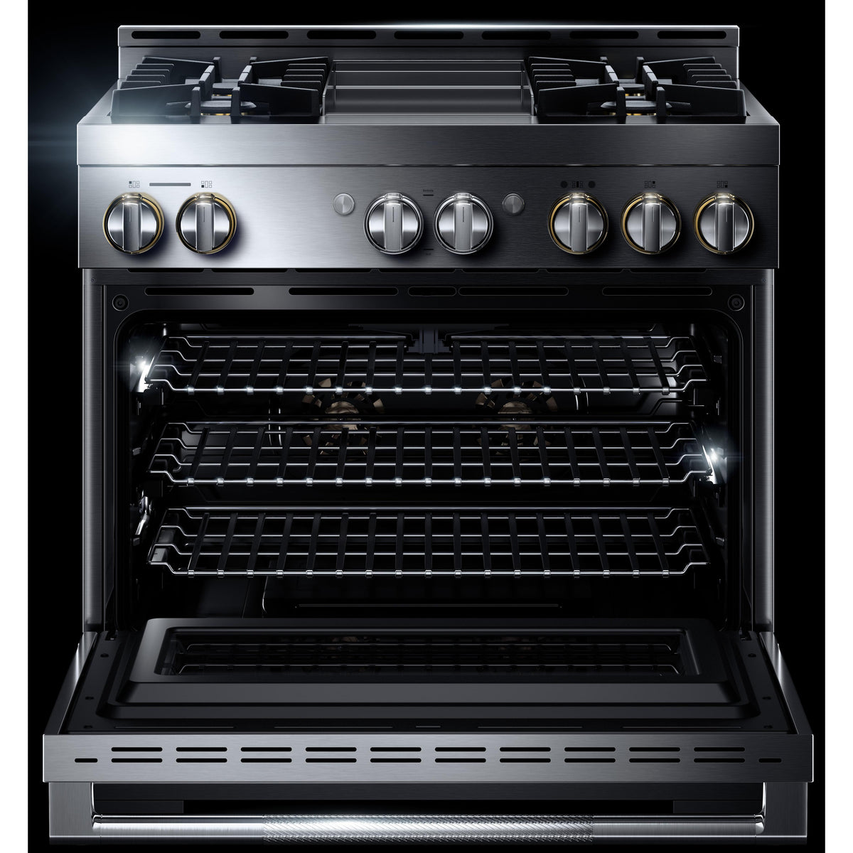 JennAir Rise 36-inch Professional-Style Gas Range with Chrome-Infused Griddle JGRP536HL IMAGE 3