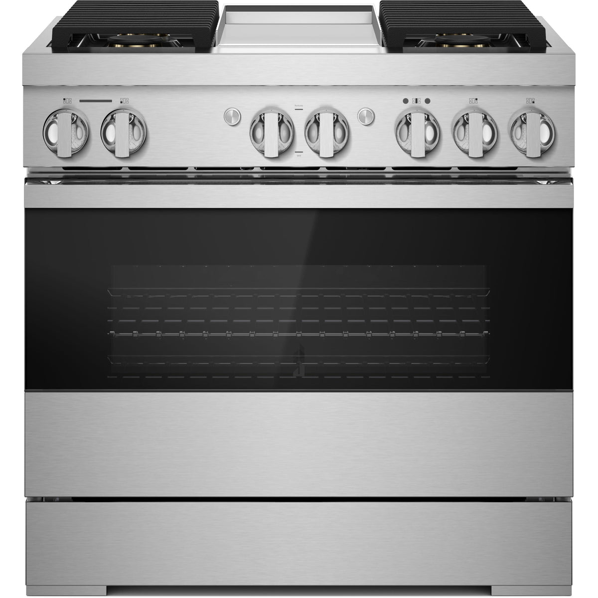 JennAir Noir 36-inch Professional-Style Dual-Fuel Range with Chrome-Infused Griddle JDRP536HM IMAGE 1