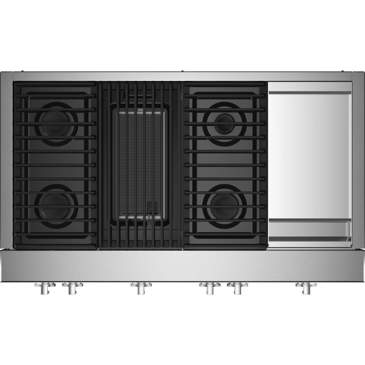 JennAir Noir 48-inch Gas Rangetop with Chrome-Infused Griddle and Gas Grill JGCP748HM IMAGE 2