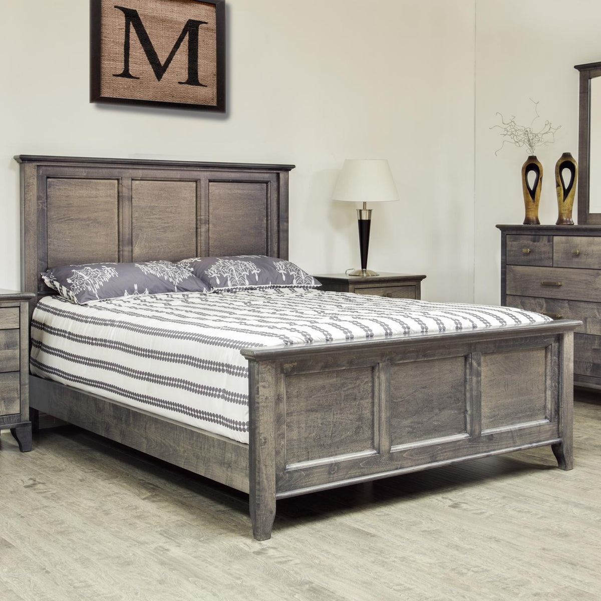 Mako Solid Wood Furniture Acer M-5800-Q Queen Panel Bed - Slate IMAGE 2