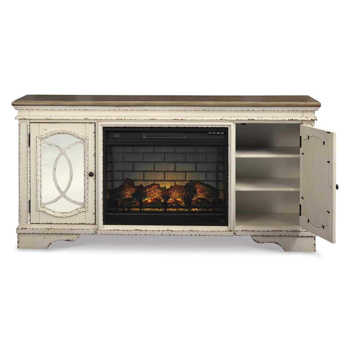 Signature Design by Ashley Realyn W743W2 74" TV Stand with Electric Fireplace IMAGE 2