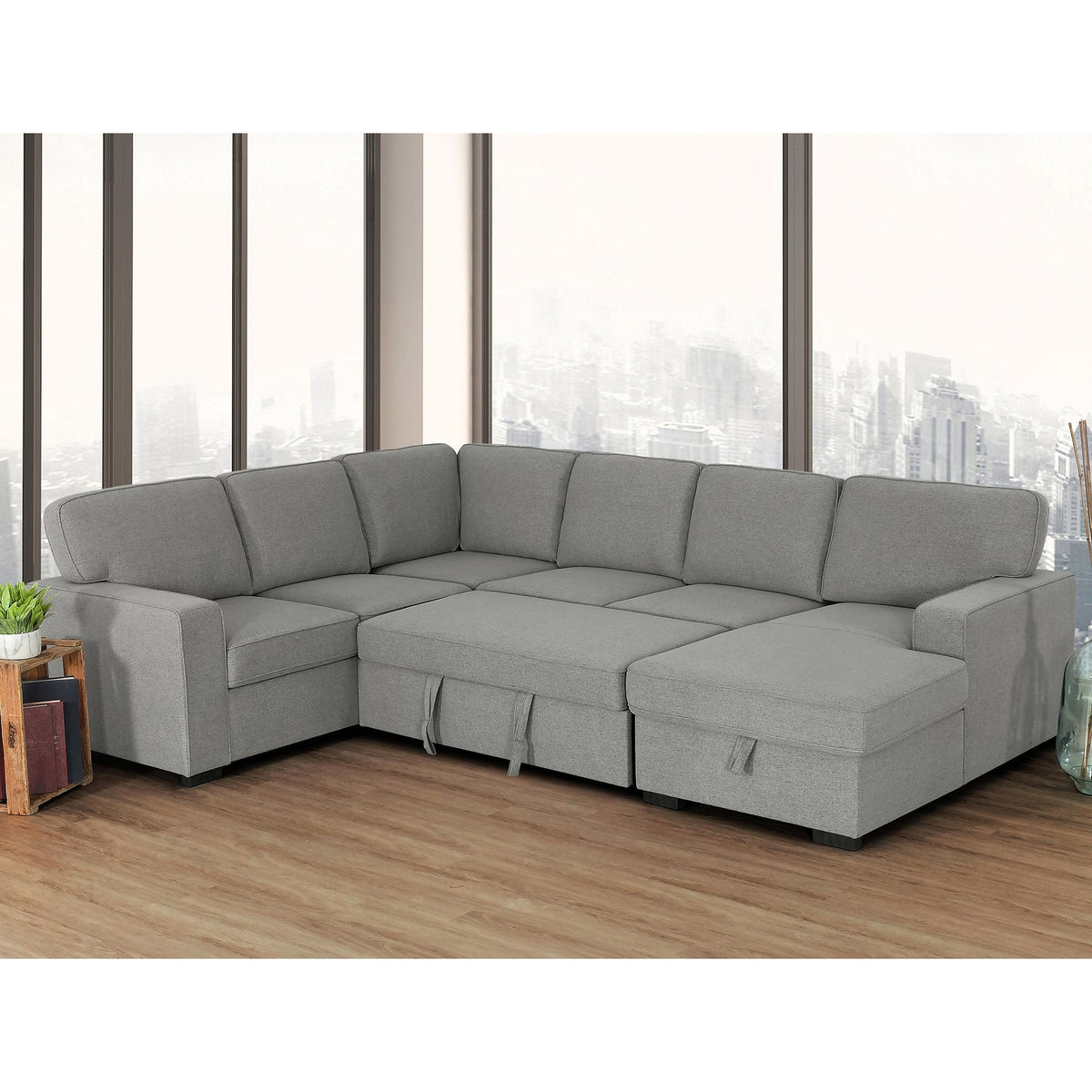 Primo International Morandi 4 pc Sleeper Sectional - Solis Dark Grey IMAGE 3