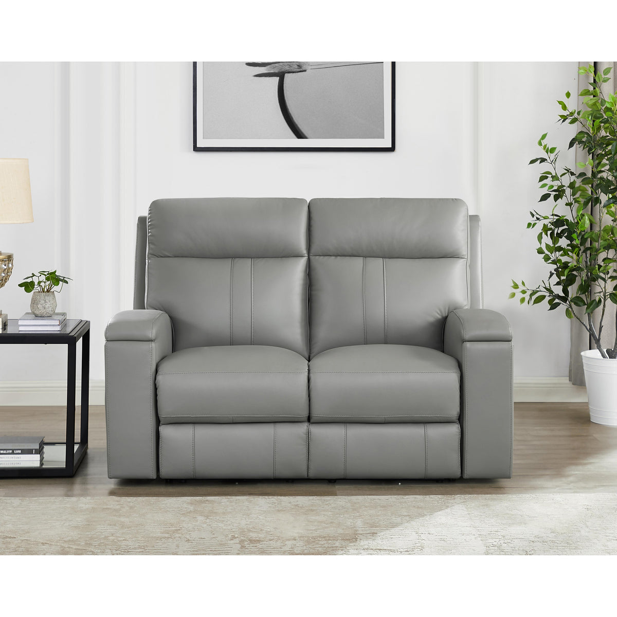 Amax Leather Sullivan 7076W-20P2Z-2517 Power Reclining Zero Grav. Loveseat - Silver Gray IMAGE 2