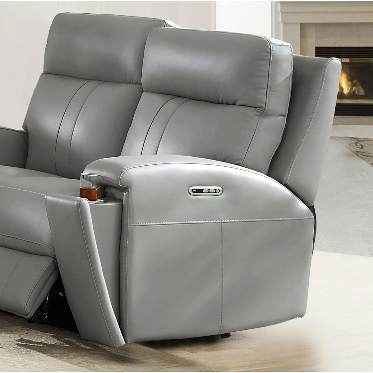Amax Leather Sullivan 7076W-20P2Z-2517 Power Reclining Zero Grav. Loveseat - Silver Gray IMAGE 3