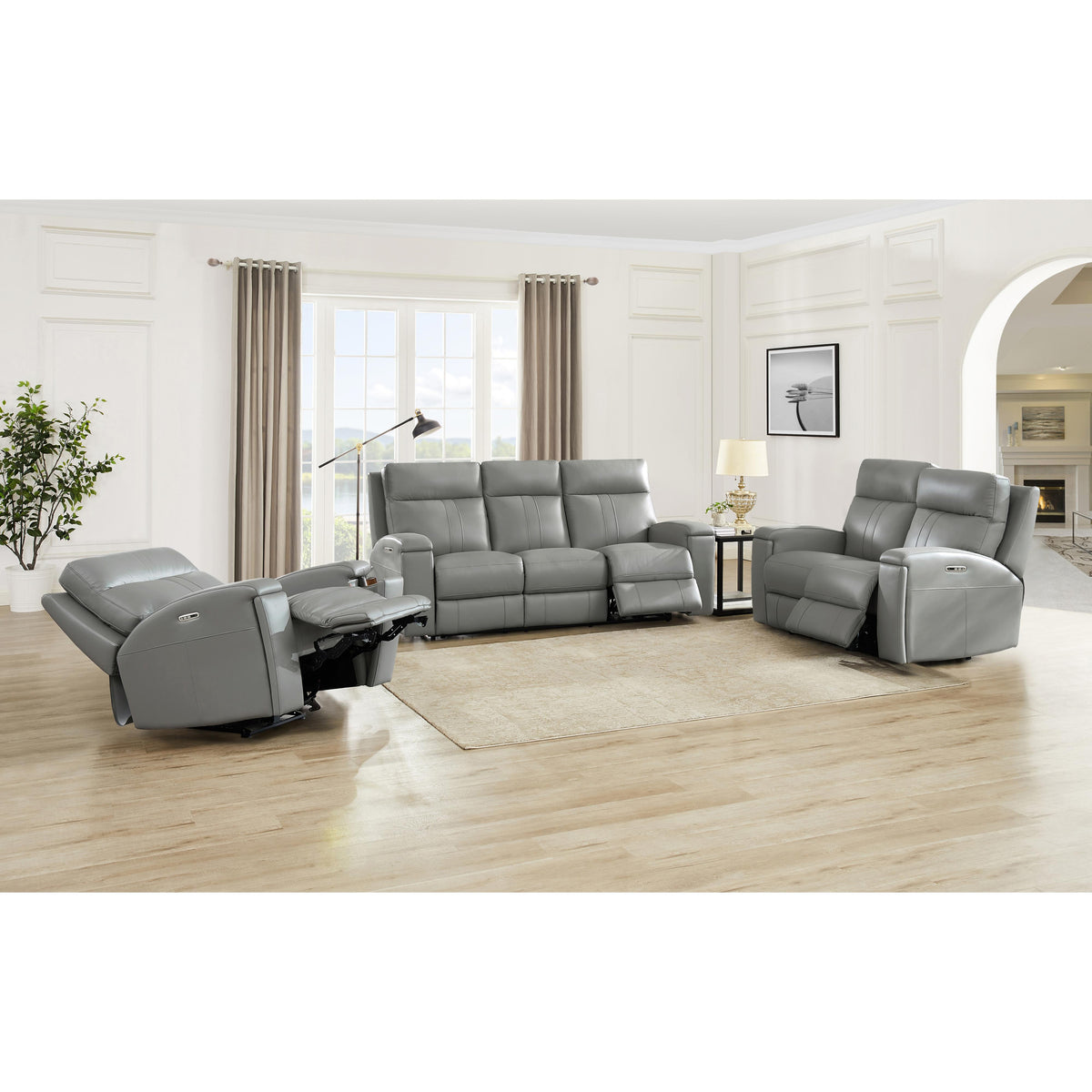 Amax Leather Sullivan 7076W-20P2Z-2517 Power Reclining Zero Grav. Loveseat - Silver Gray IMAGE 8