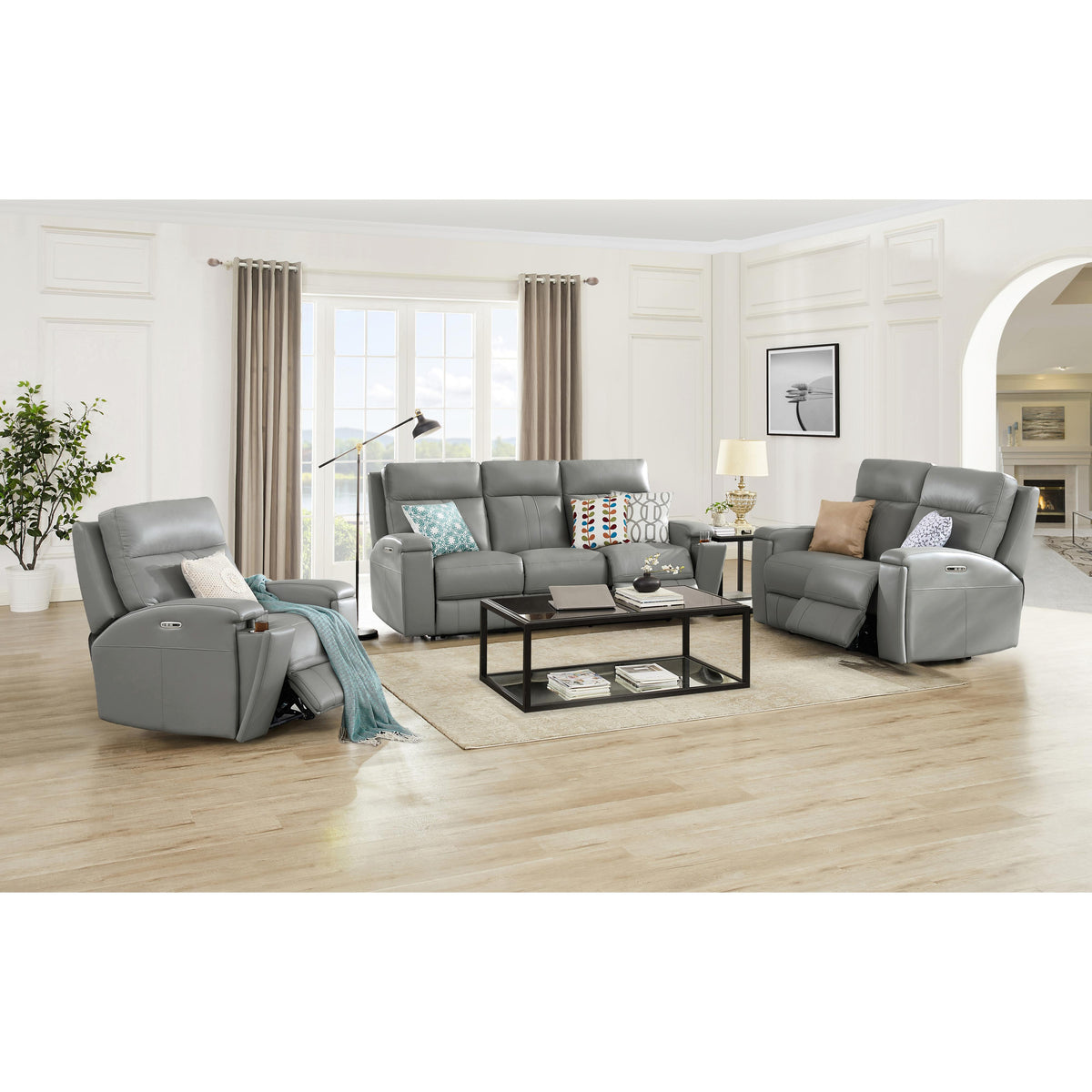 Amax Leather Sullivan 7076W-10P2Z-2517 Power Zero Grav. Recliner - Silver Gray IMAGE 11