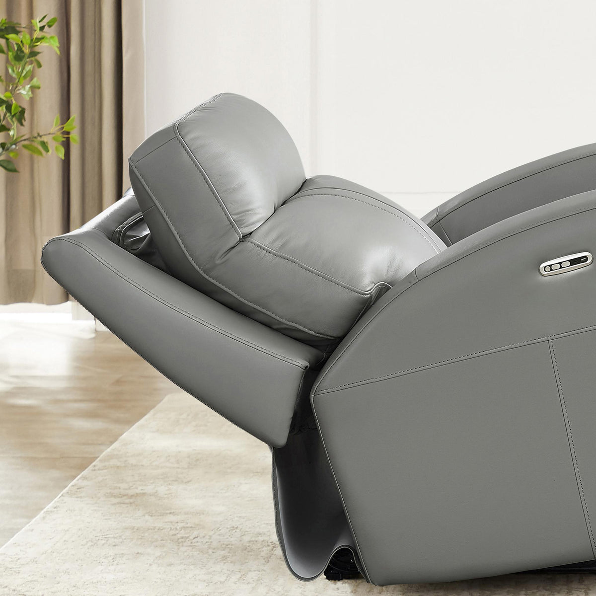 Amax Leather Sullivan 7076W-10P2Z-2517 Power Zero Grav. Recliner - Silver Gray IMAGE 5