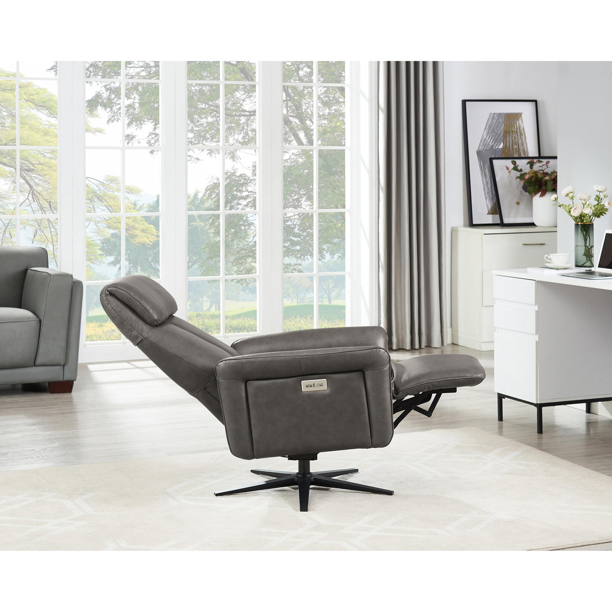 Amax Leather Tulip 8001S-10PSB-5258 Power Swivel Recliner with Battery Pack - Ash IMAGE 13