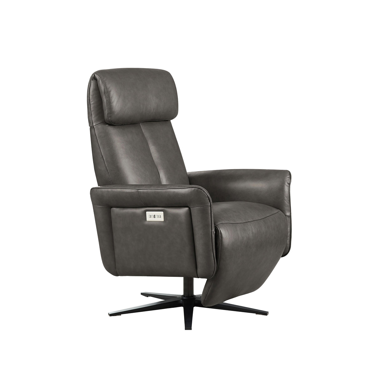Amax Leather Tulip 8001S-10PSB-5258 Power Swivel Recliner with Battery Pack - Ash IMAGE 2