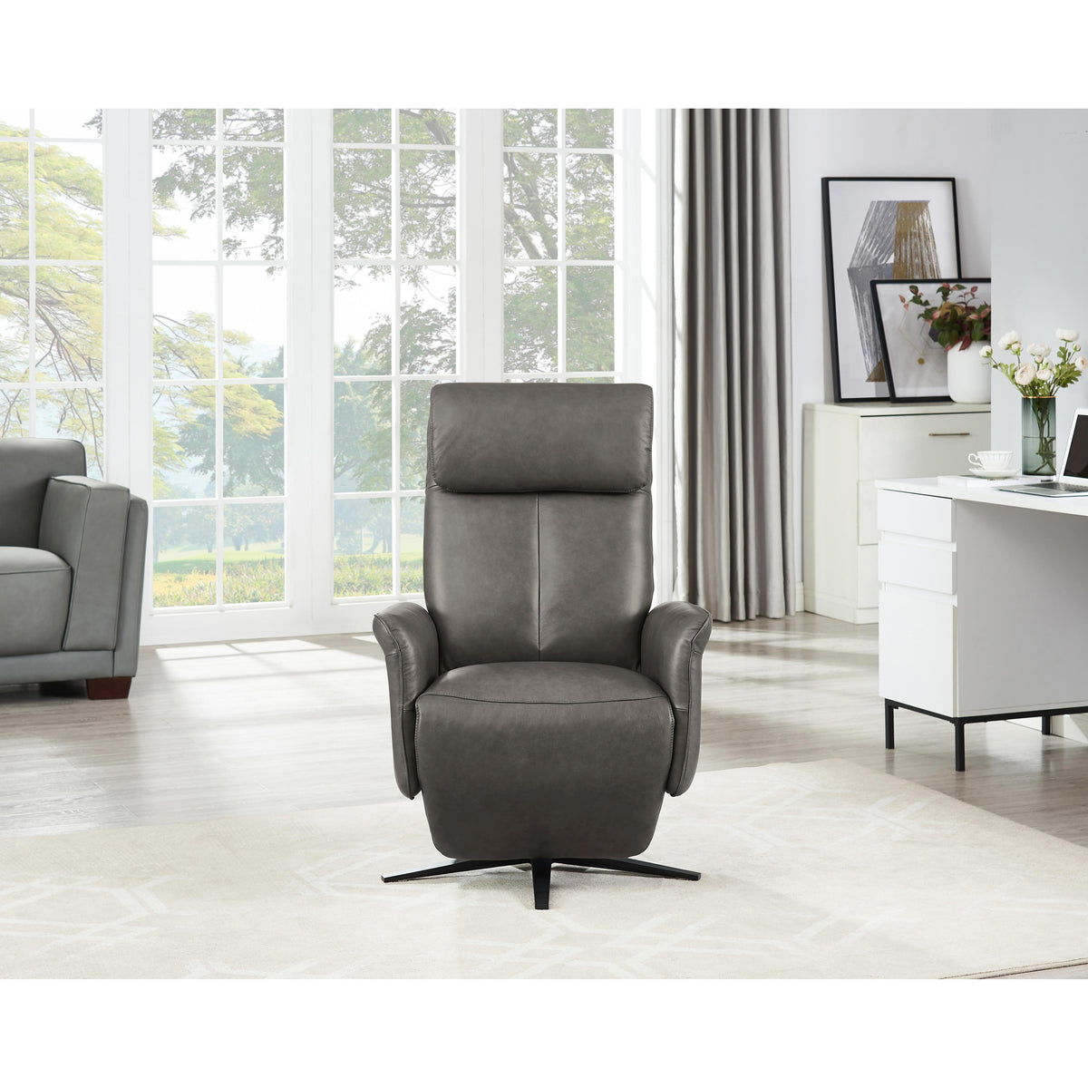 Amax Leather Tulip 8001S-10PSB-5258 Power Swivel Recliner with Battery Pack - Ash IMAGE 3