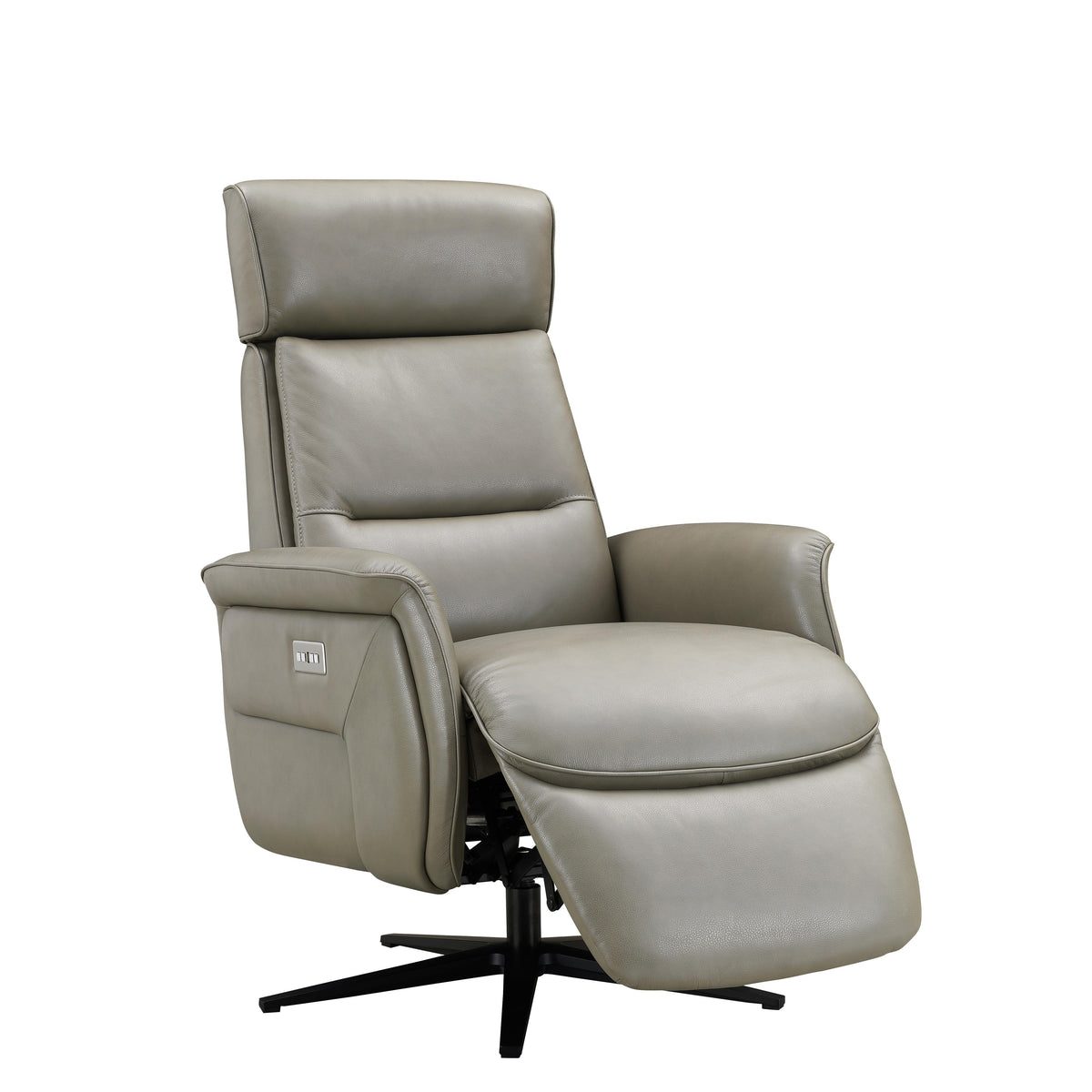 Amax Leather Julius 8002S-10PSB-2376 Power Swivel Recliner with Battery Pack - Concrete IMAGE 3