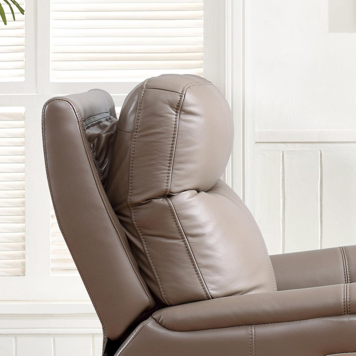 Amax Leather Columbia 6915W-10P2-2518 Wide Power Recliner with Headrest - Taupe IMAGE 13
