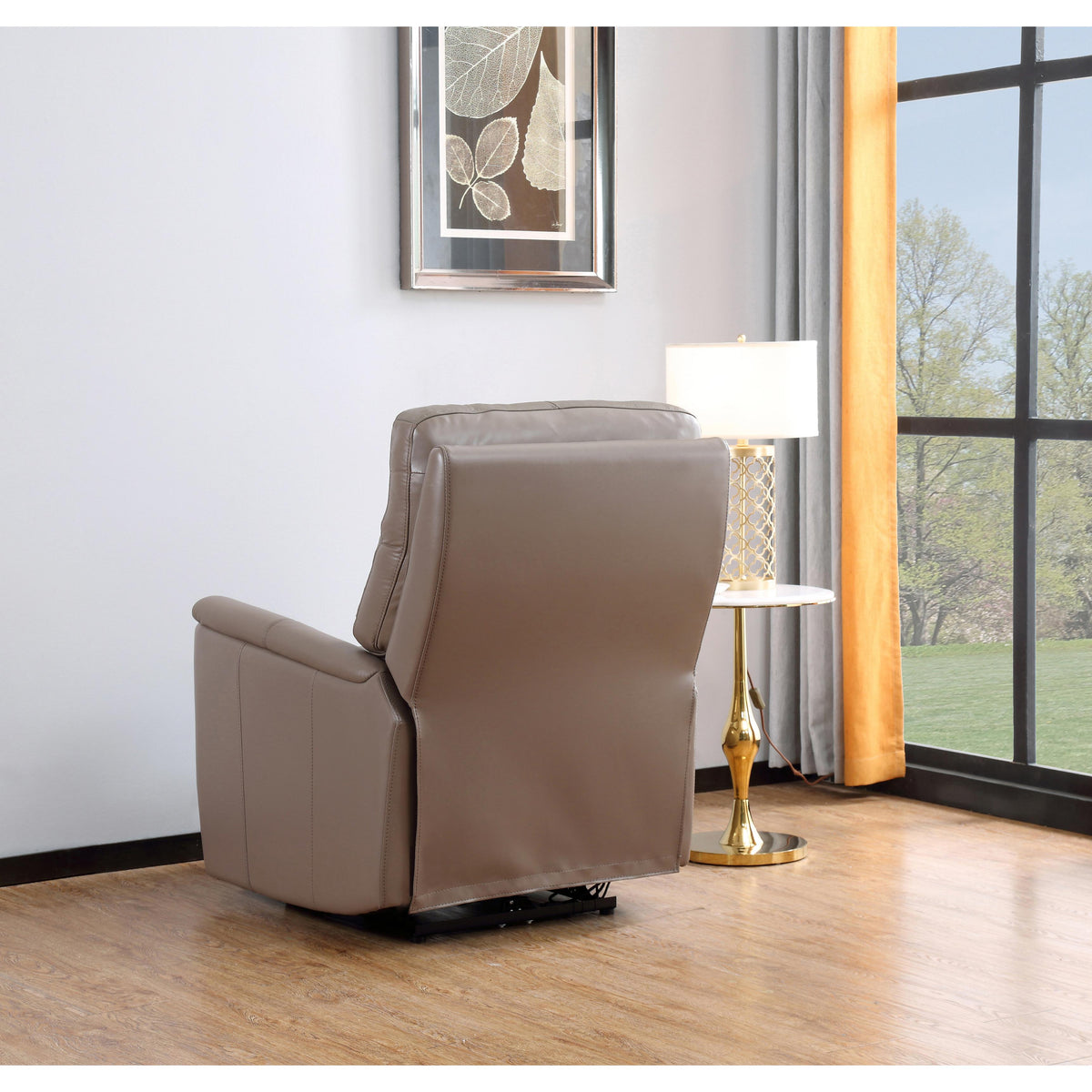 Amax Leather Columbia 6915W-10P2-2518 Wide Power Recliner with Headrest - Taupe IMAGE 8