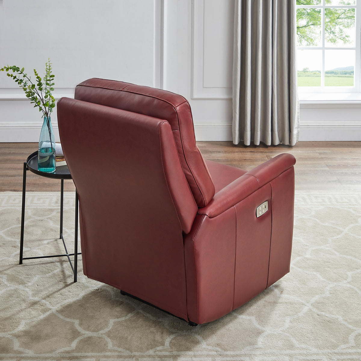 Amax Leather Columbia 6915W-10P2-2169 Wide Power Recliner with Headrest - Cranberry IMAGE 8