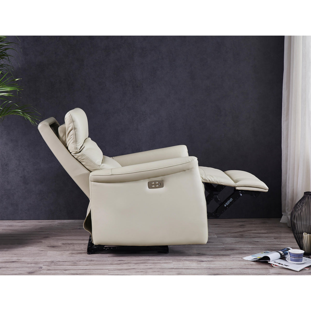 Amax Leather Dante 6610W-10P2-2519 Power Recliner with Headrest - Vanilla IMAGE 7