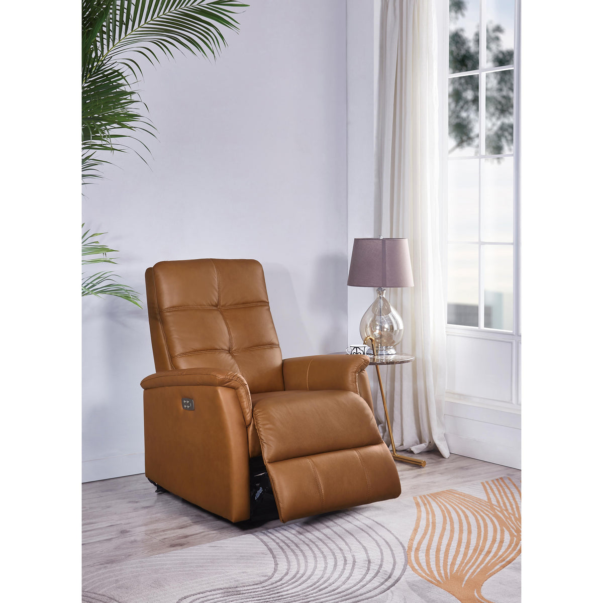 Amax Leather Benson 6673W-10P2-2523 Power Recliner with Headrest - Cognac IMAGE 4