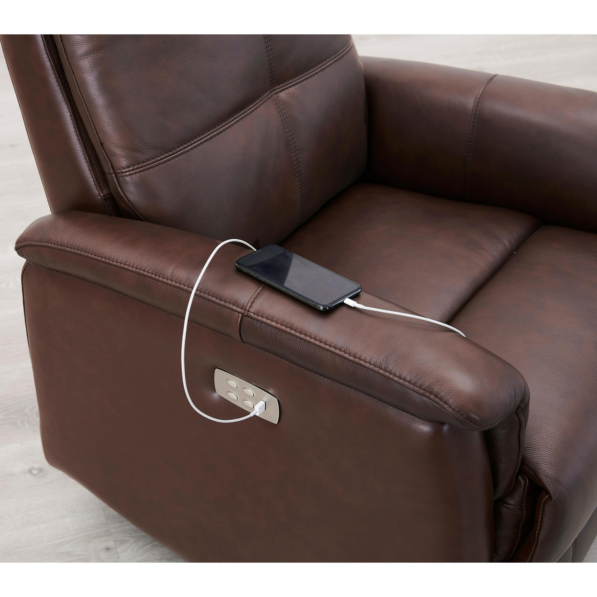 Amax Leather Benson 6673W-10P2-2372 Power Recliner with Headrest - Raisin IMAGE 16