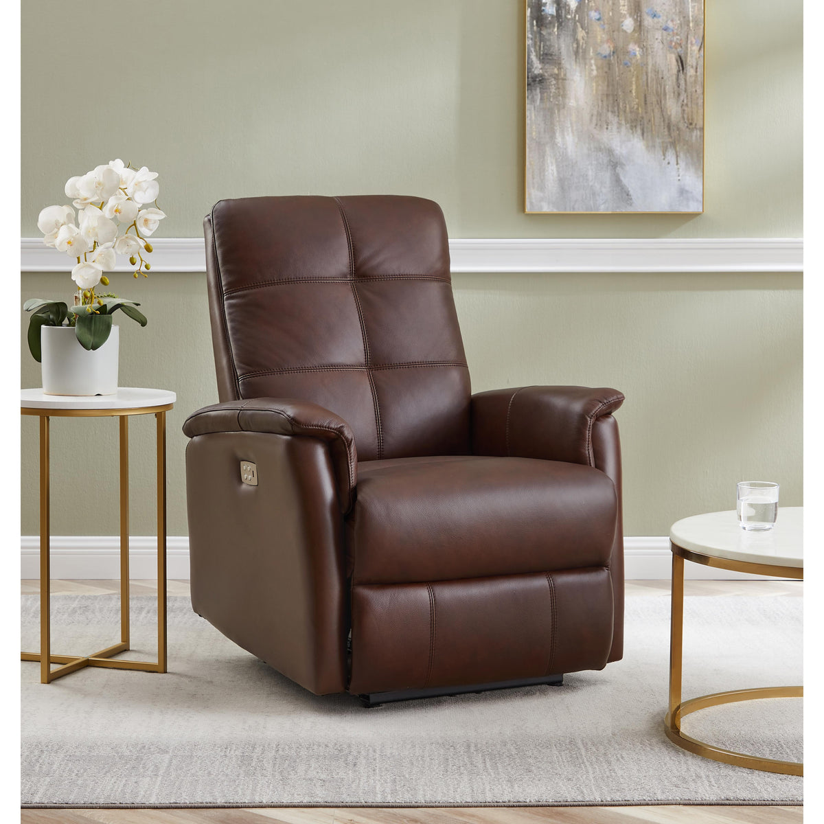 Amax Leather Benson 6673W-10P2-2372 Power Recliner with Headrest - Raisin IMAGE 5