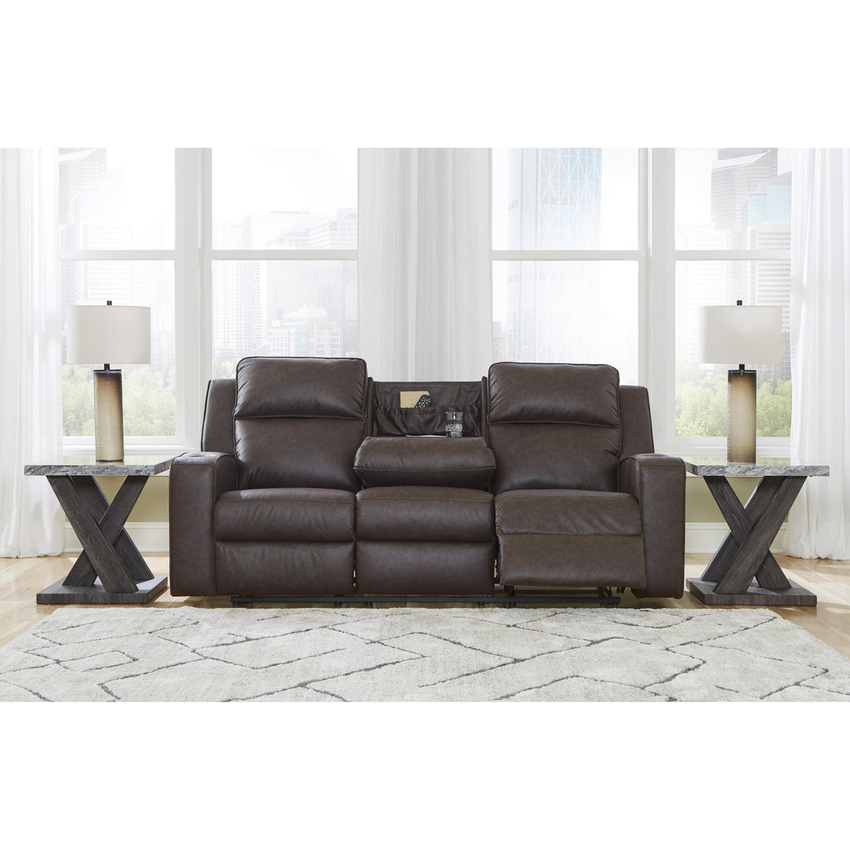 Signature Design by Ashley Lavenhorne 6330689 Reclining Sofa with Drop Down Table IMAGE 7