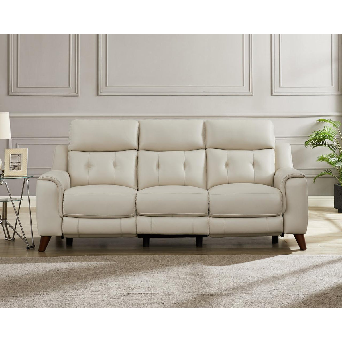 Amax Leather Paramount 6823 Power Recline Sofa with Headrest - Vanilla IMAGE 2