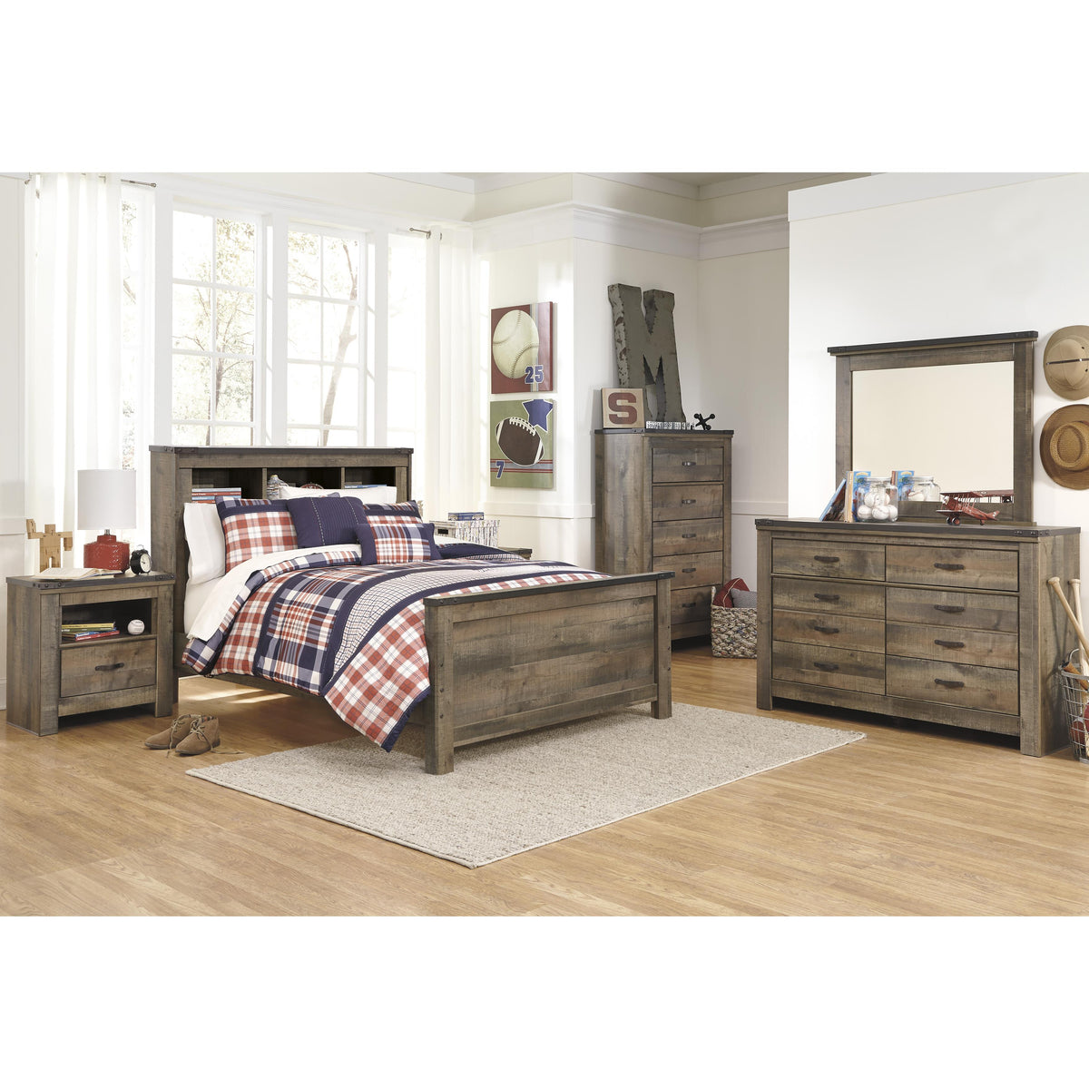 Signature Design by Ashley Trinell B446B87 Full Bookcase Panel Bed IMAGE 3