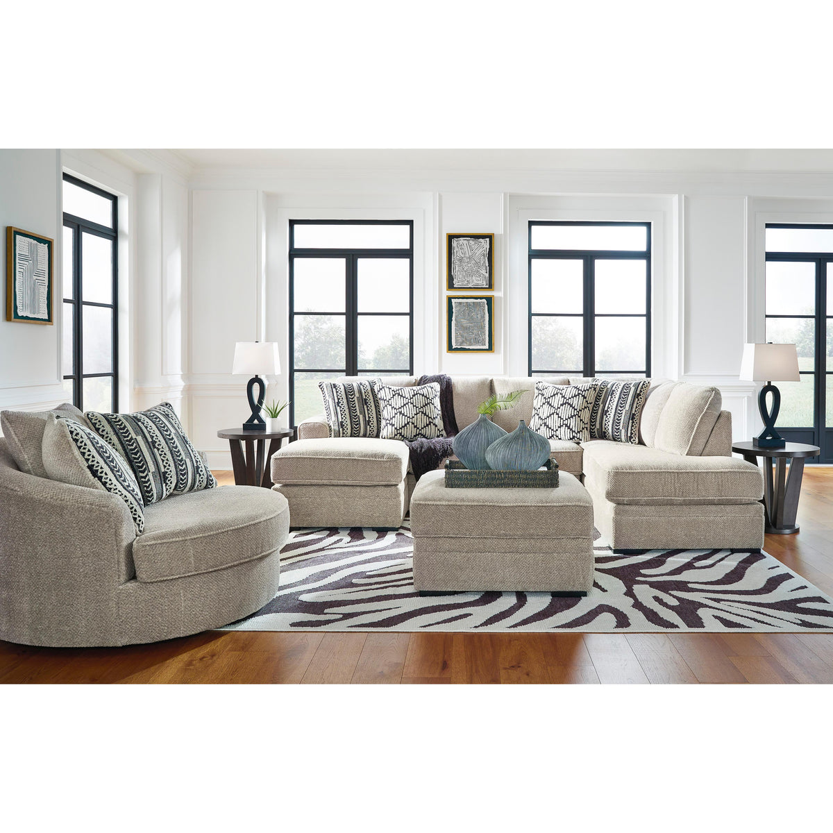 Benchcraft Calnita 20502U1 Oversized Swivel Chair and Ottoman IMAGE 4