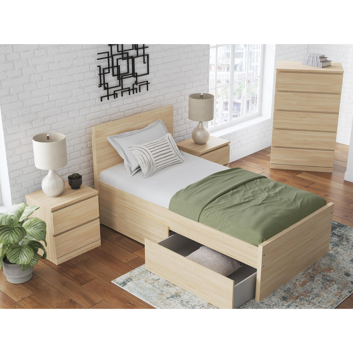 Signature Design by Ashley Onita EB9632B10 Twin Panel Platform Bed with 1 Side Storage IMAGE 10