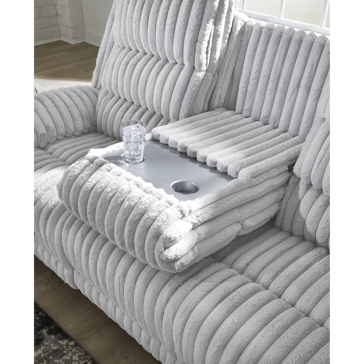 Signature Design by Ashley Rhines Falls PC4280499 Reclining Power Sofa with Drop Down Table IMAGE 6
