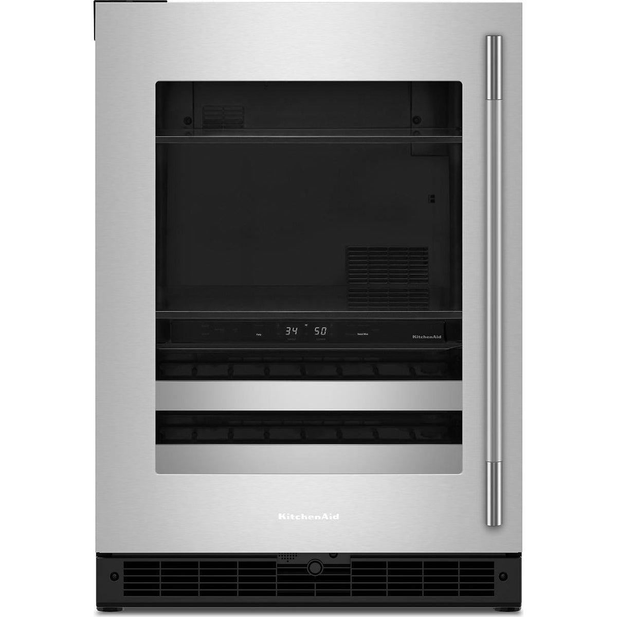 KitchenAid 4.8 cu. ft. Undercounter Beverage Center with Glass Door and Wood-Front Racks KUBL524SSB IMAGE 4