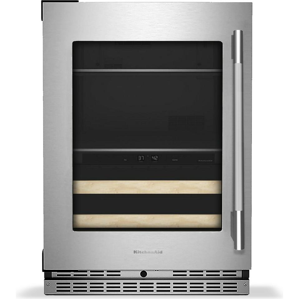 KitchenAid 4.8 cu. ft. Undercounter Beverage Center with Glass Door and Wood-Front Racks KUBL524SPS IMAGE 1