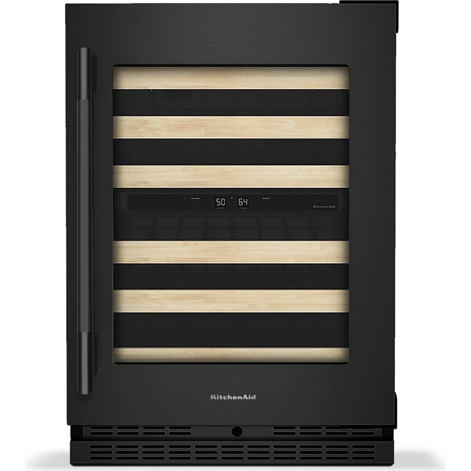 KitchenAid 46-Bottle Undercounter Wine Cellar with Full-Extension Wood-Front Racks KUWR524SBE IMAGE 1