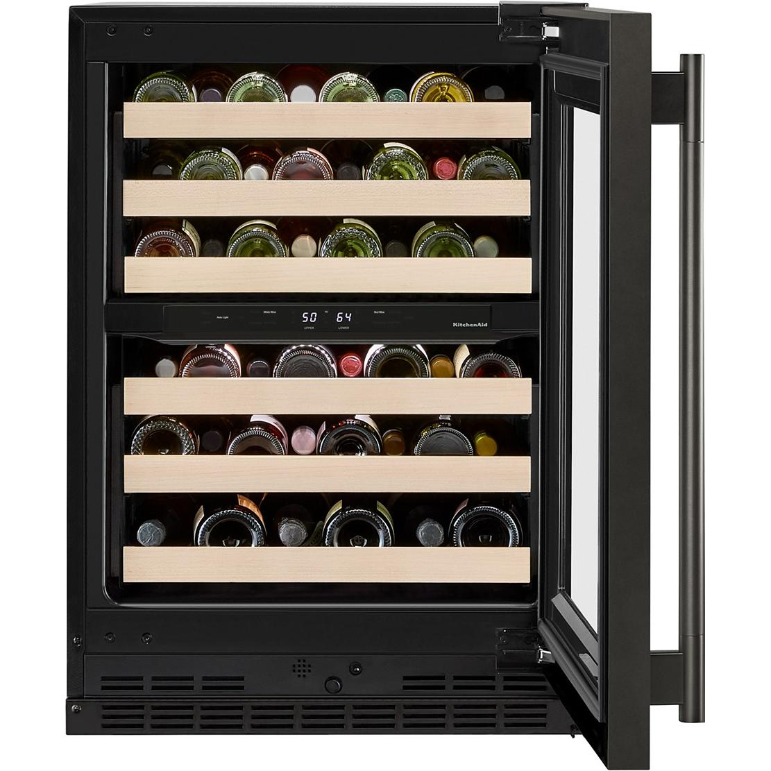 KitchenAid 46-Bottle Undercounter Wine Cellar with Full-Extension Wood-Front Racks KUWR524SBE IMAGE 3