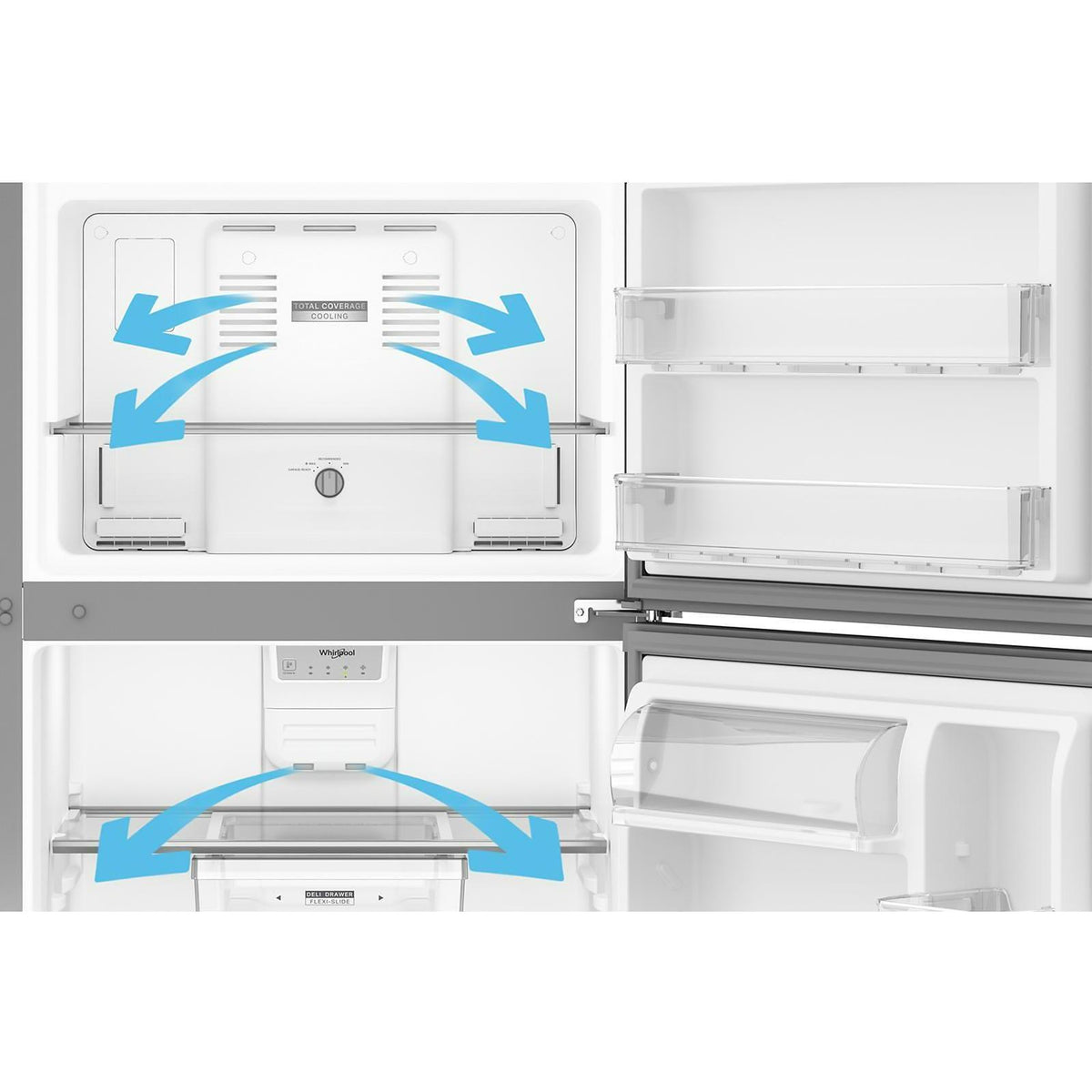 Whirlpool 29.5-inch, 19 Cu. Ft. Top Freezer Refrigerator with Total Coverage Cooling WRTX5419SB IMAGE 14