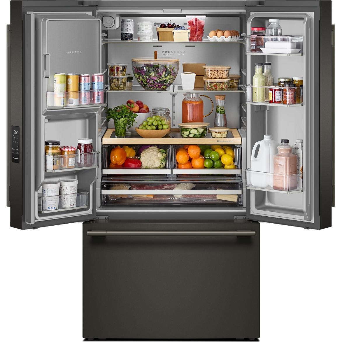 KitchenAid 36-inch French 3-Door Refrigerator with Water and Ice Dispensing System KRFF436SBE IMAGE 2