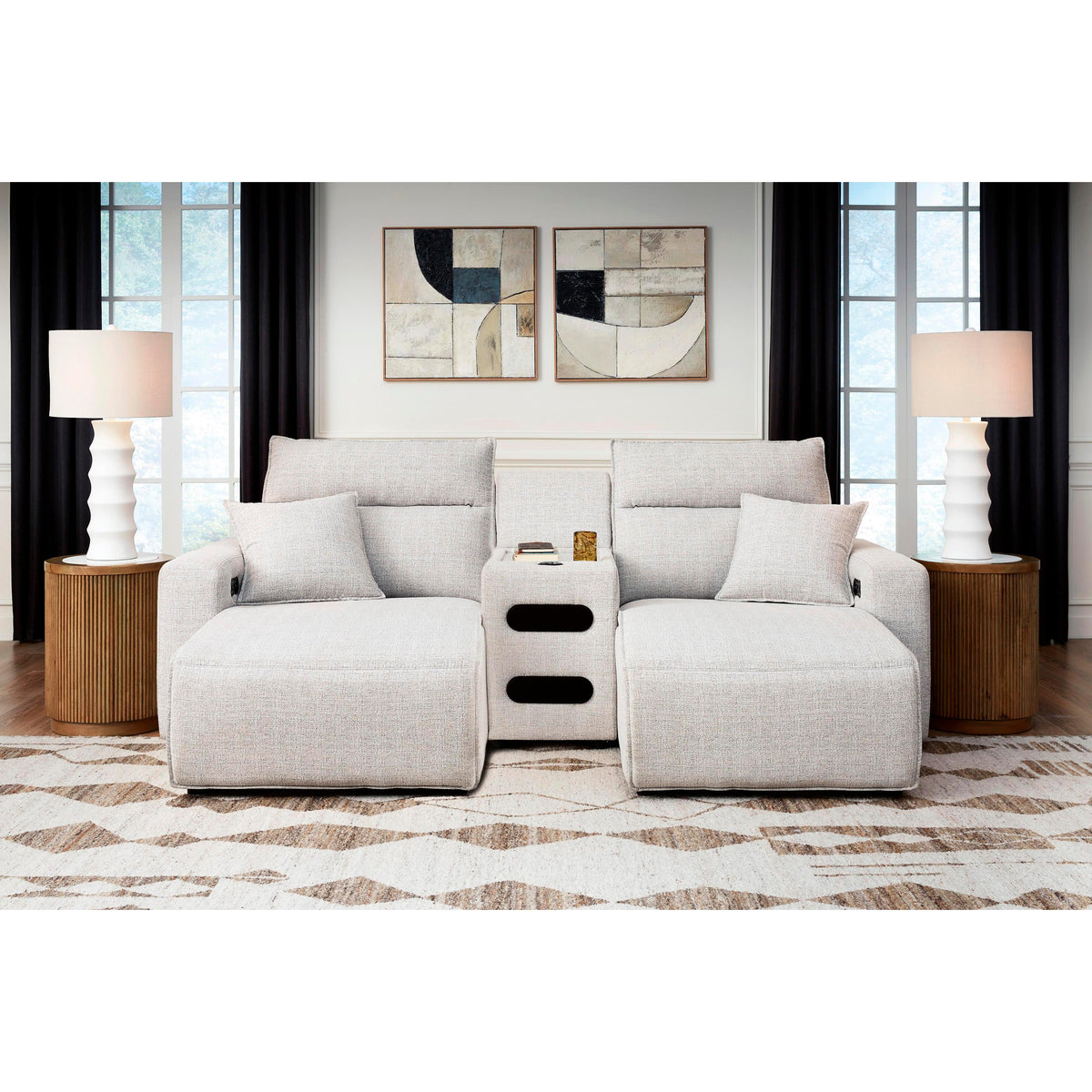 Signature Design by Ashley ModMax II 65907S12 3 pc Power Reclining Sectional with Chaise and Audio Console IMAGE 1
