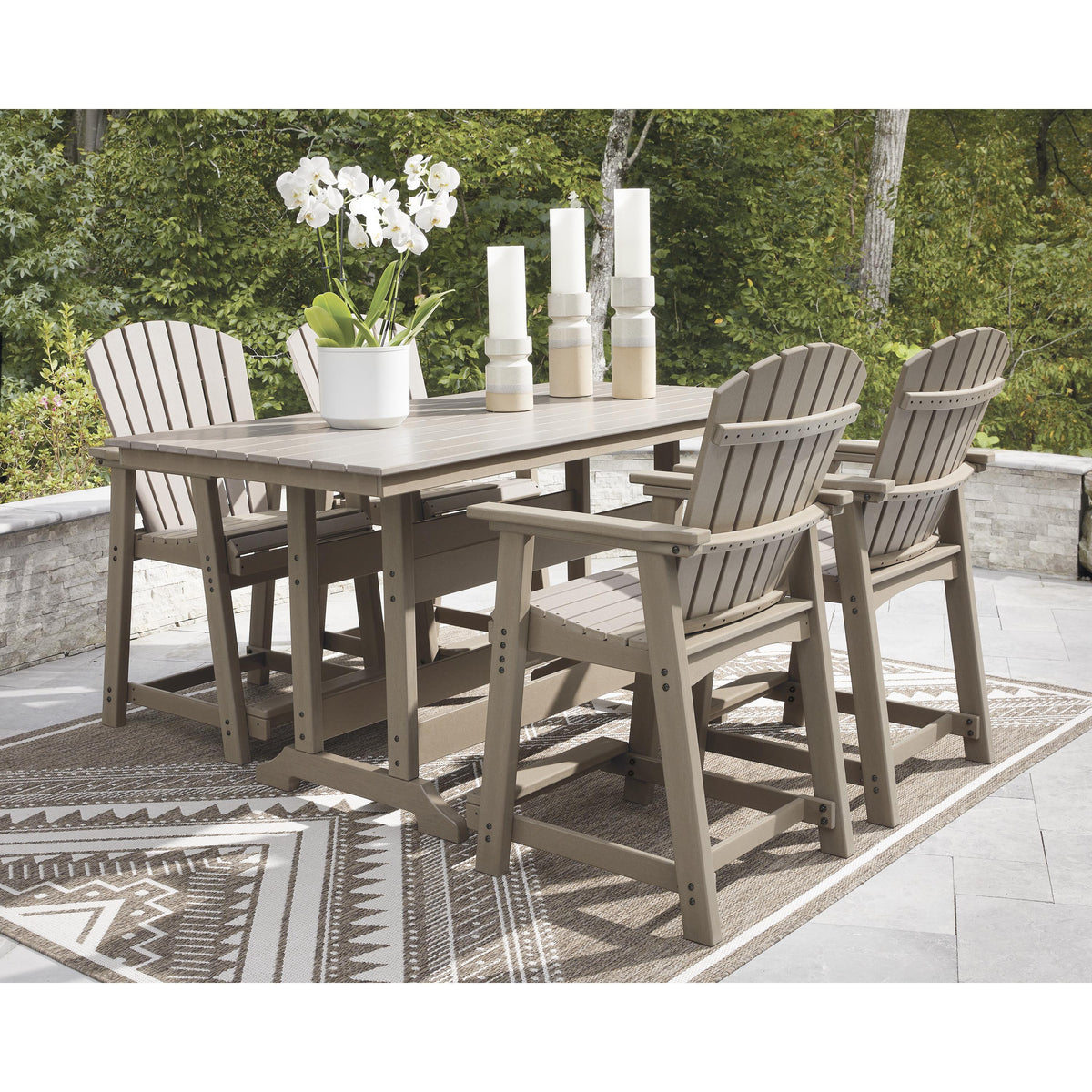 Signature Design by Ashley Seacliff Beach PCP228-642 Rectangular Counter Table with Umbrella Option IMAGE 6