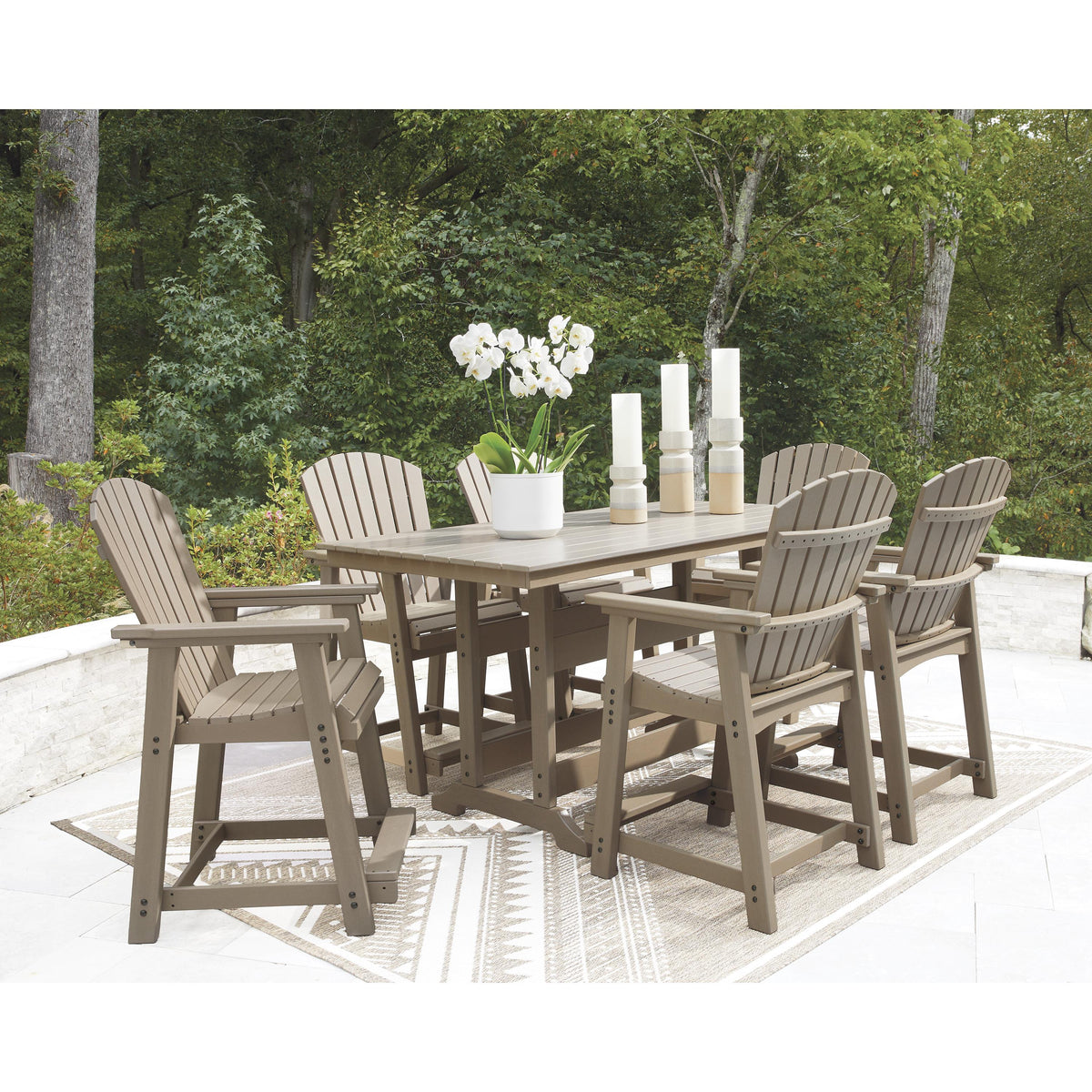 Signature Design by Ashley Seacliff Beach PCP228-642 Rectangular Counter Table with Umbrella Option IMAGE 8