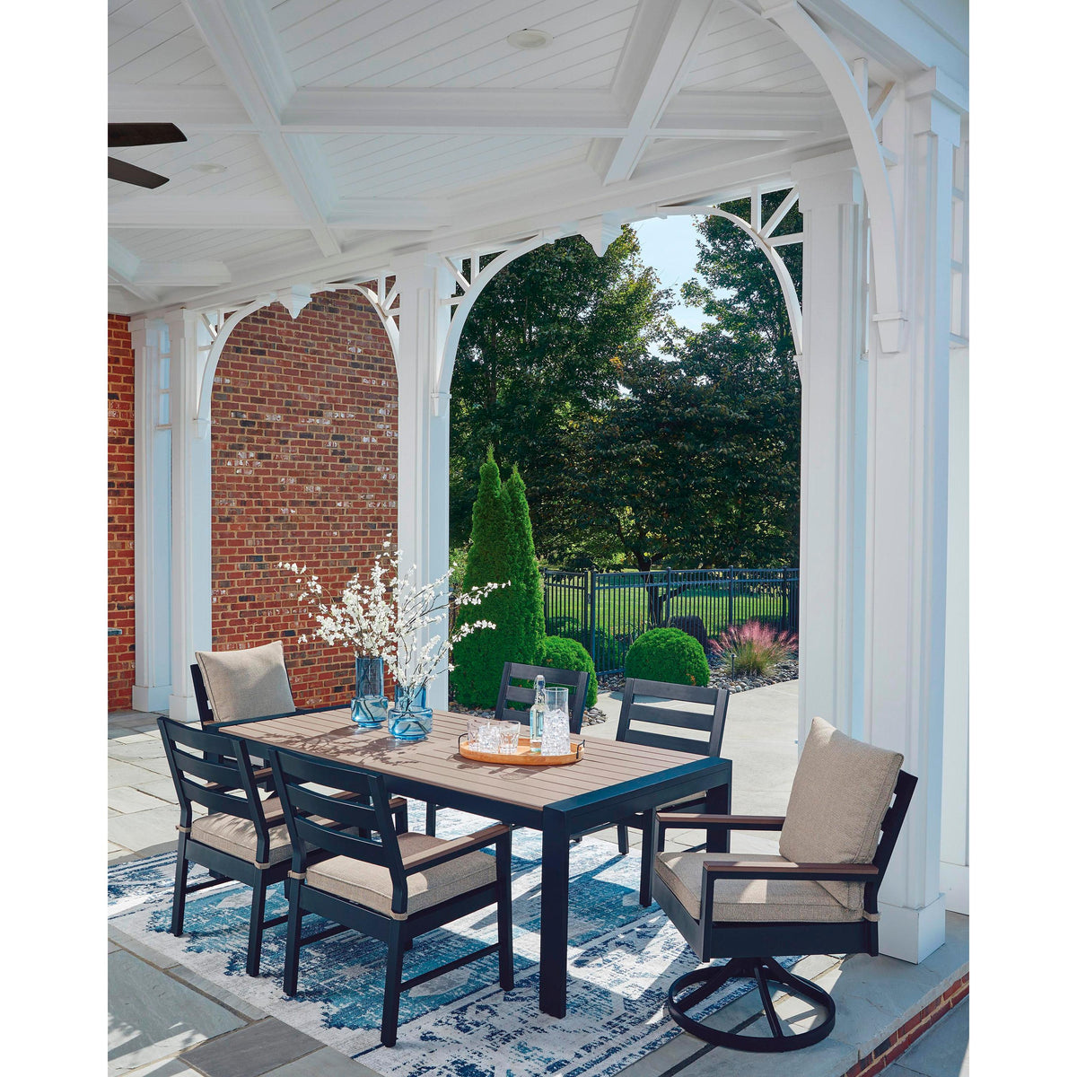 Signature Design by Ashley East Beach PCP587-625 Rectangular Dining Table with Umbrella Option IMAGE 7