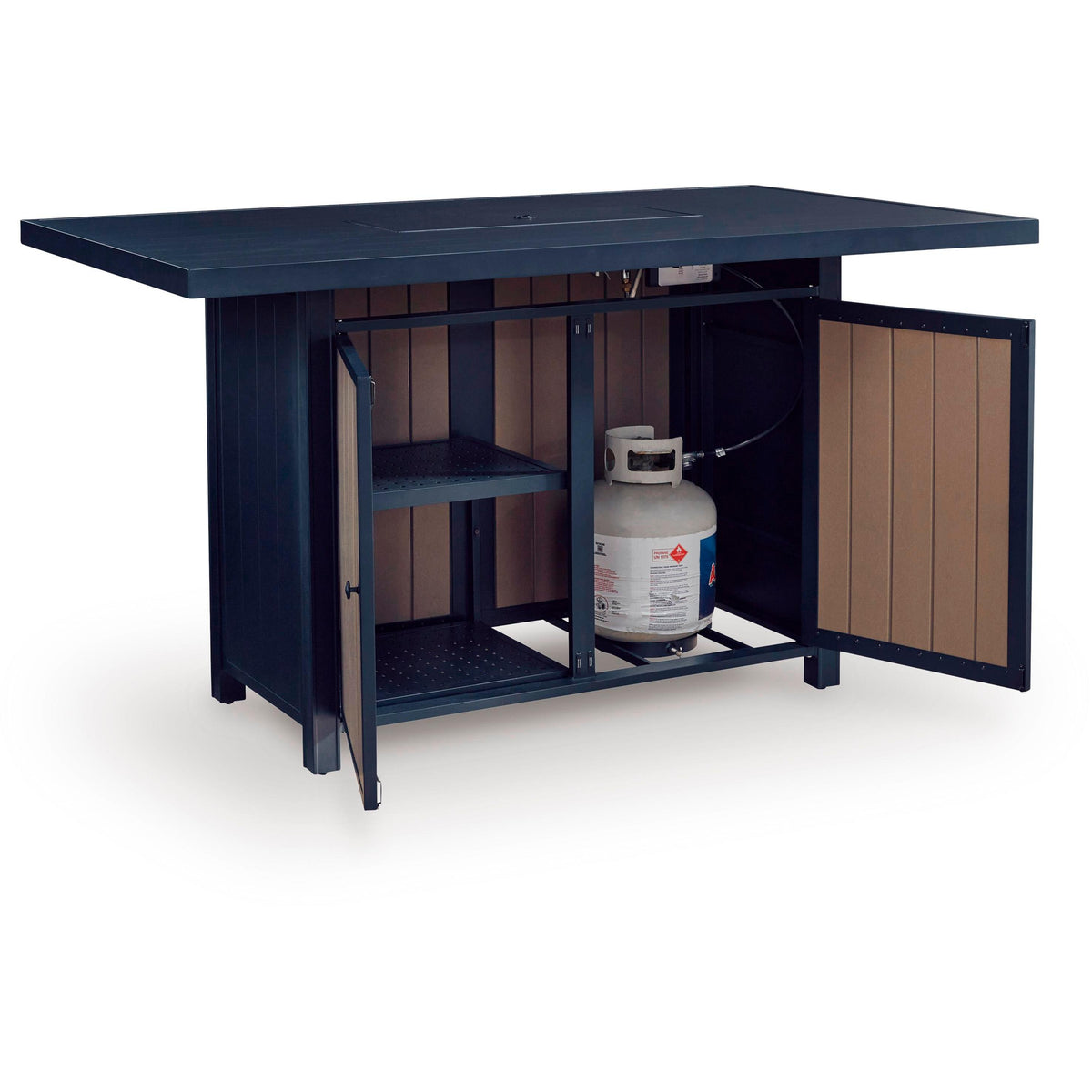 Signature Design by Ashley East Beach PCP587-665 Rectangular Bar Table with Fire Pit IMAGE 3