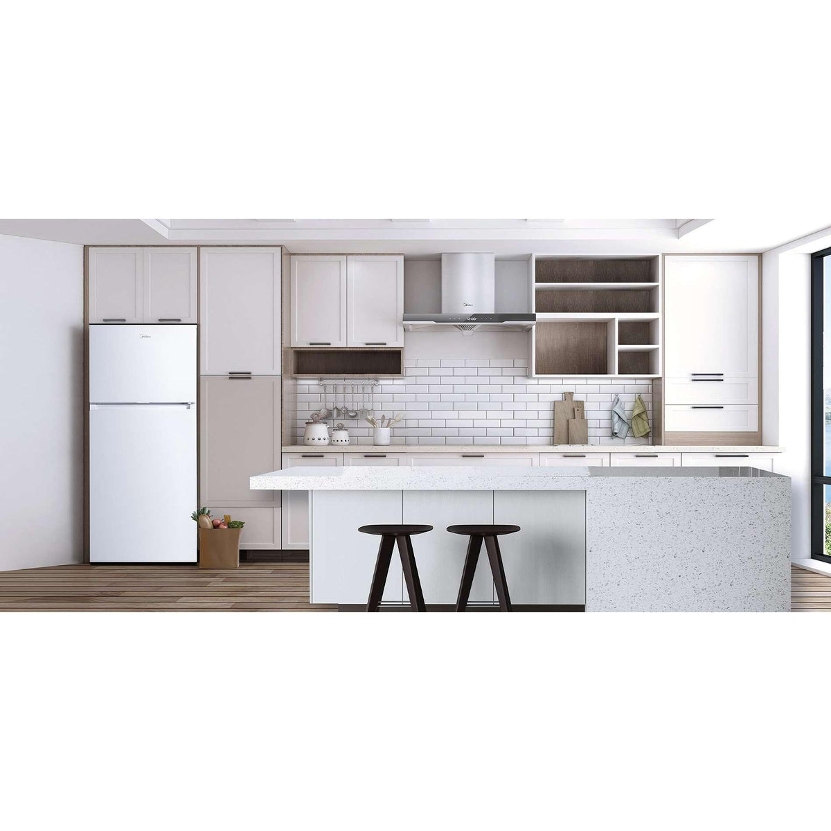 Midea 28-inch, 14.2 cu. ft. Freestanding Top Freezer Refrigerator MRT14D2BWW IMAGE 8