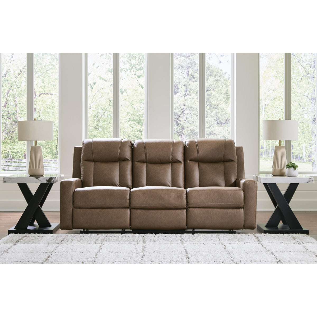 Benchcraft Mackmenville Reclining Leather Look Sofa 7471488 IMAGE 5