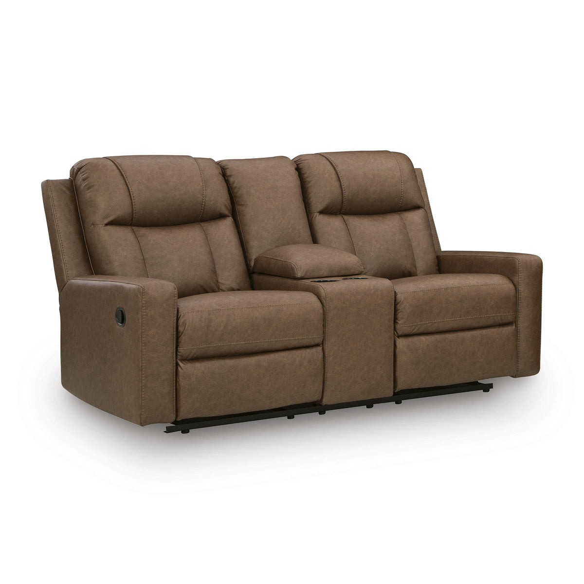 Benchcraft Mackmenville Reclining Leather Look Loveseat with Console 7471494 IMAGE 1