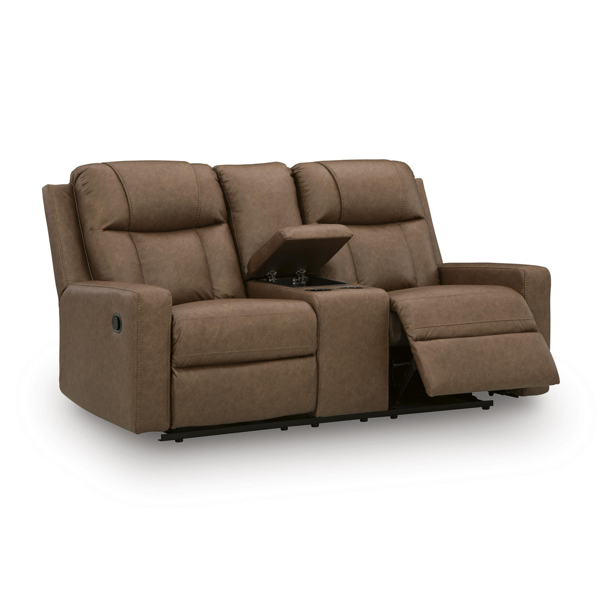 Benchcraft Mackmenville Reclining Leather Look Loveseat with Console 7471494 IMAGE 2