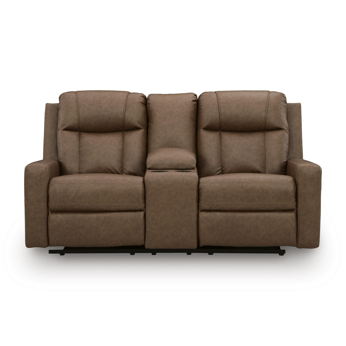 Benchcraft Mackmenville Reclining Leather Look Loveseat with Console 7471494 IMAGE 3