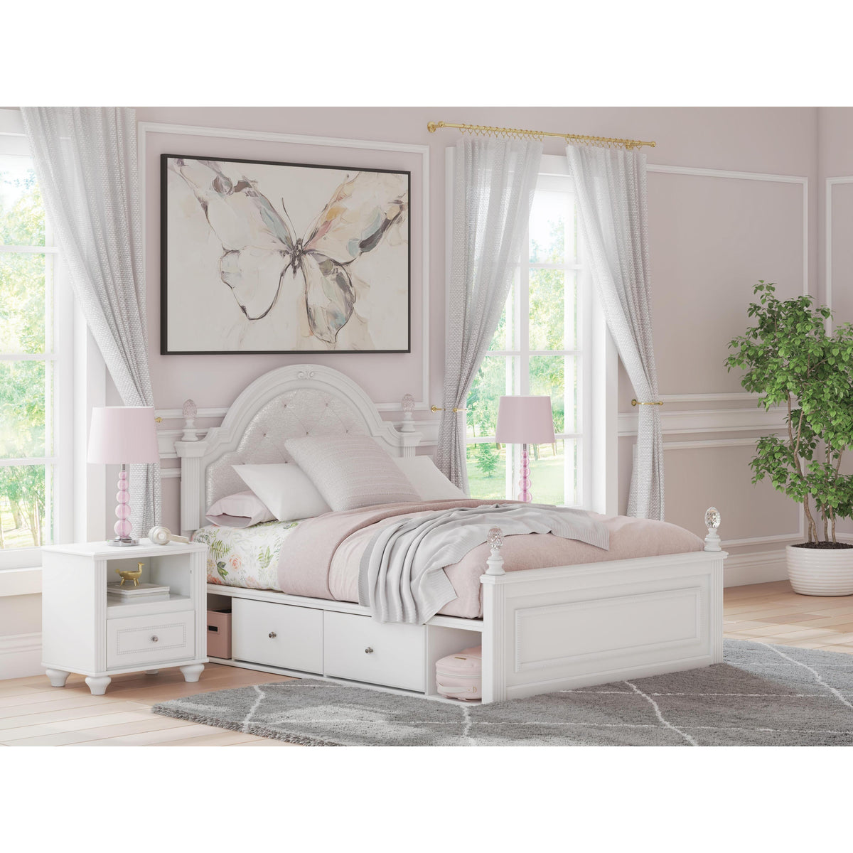 Signature Design by Ashley Kozlani Full Upholstered Panel Bed with Storage B100-12/PCB1819-187/PCB1819-50/PCB1819-50/PCB1819-84 IMAGE 2