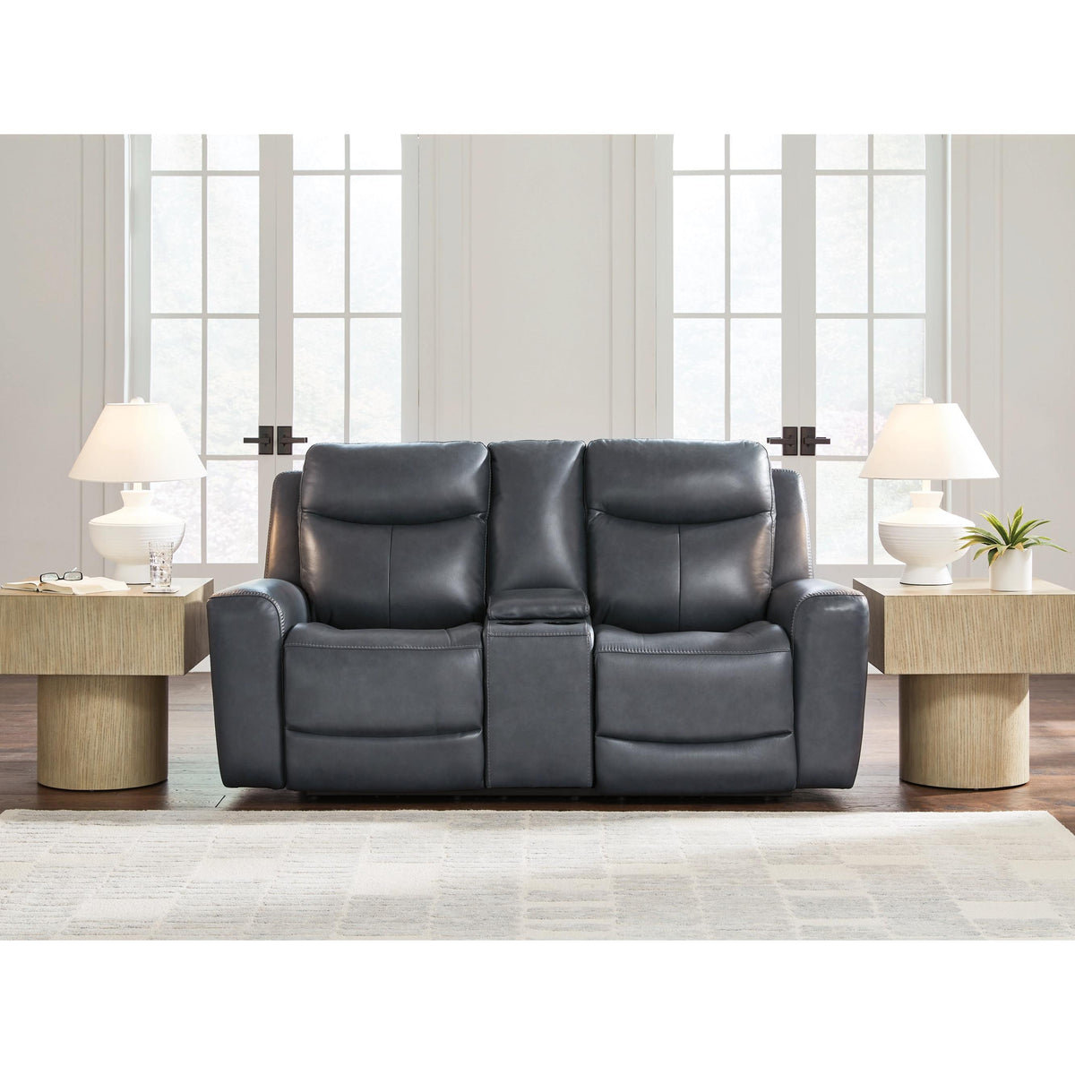 Signature Design by Ashley Next Move Power Reclining Leather Match Loveseat with Console PCU1210018 IMAGE 7
