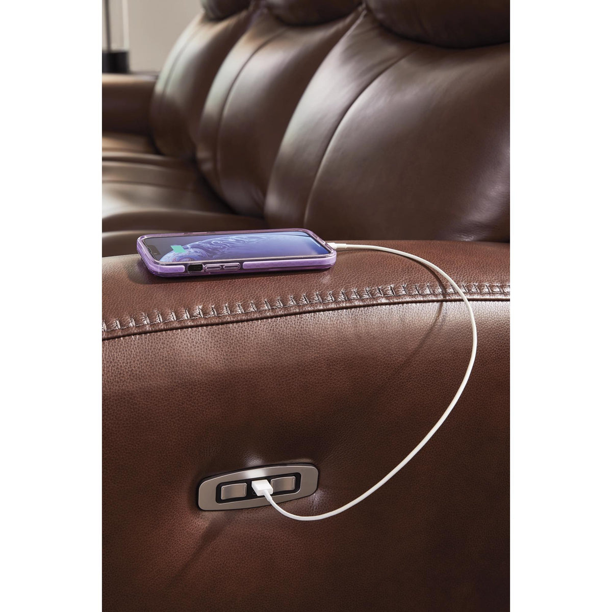 Signature Design by Ashley Next Move Power Reclining Leather Match Sofa PCU1210215 IMAGE 5