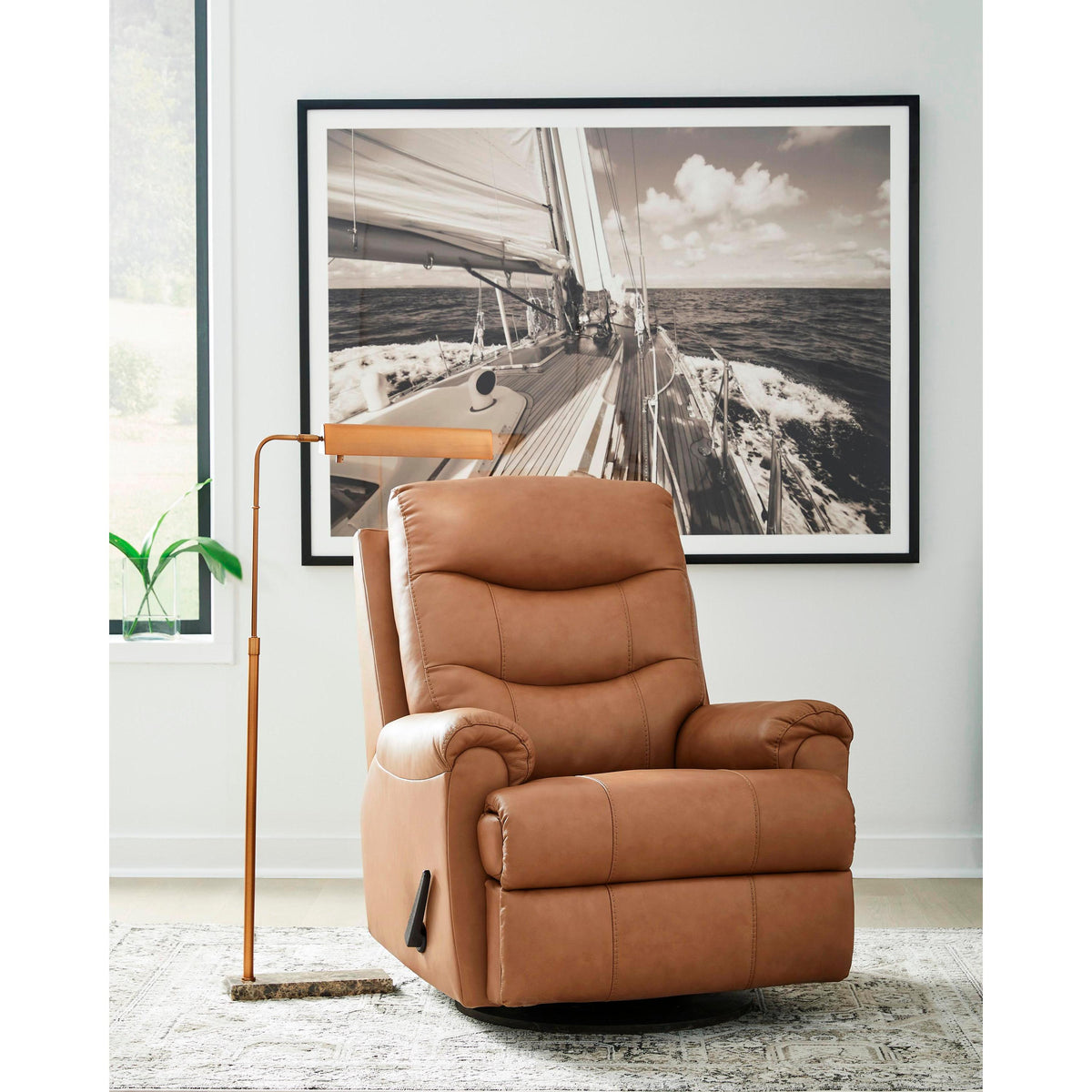 Signature Design by Ashley Flynwood Swivel Glider Leather Match Recliner PCU1340161 IMAGE 5