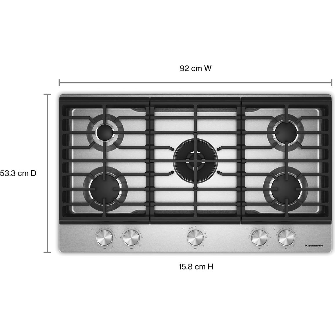 KitchenAid 36-inch Built-in Gas Cooktop with 5 Burners KCGK536SSS IMAGE 4